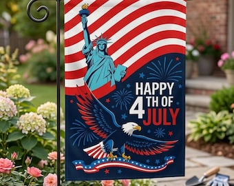 4th of July Garden Flag, Patriotic Eagle Flag, Happy Independence Day Yard Decor, American Flag Outdoor Decor