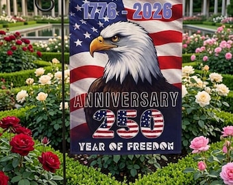 America 250th Anniversary Garden Flag 1776-2026, Patriotic Eagle Flag, USA Independence Decor, Freedom Yard Flag