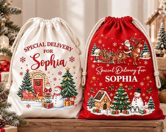 Special Delivery Christmas Satin Sack, Personalized Santa Bag