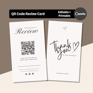 Kaartsjabloon beoordelingsverzoek QR-code | Verpakkingsbijlage voor kleine bedrijven (bewerkbaar canvas: 2 x 3,5 inch)