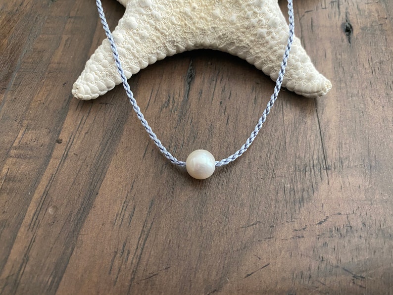 Waterproof Twisted Grey Silver Freshwater Pearl Choose Necklace Length Cording SWIMMING MERMAID PEARL Necklace Round White Pearl