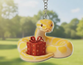 Personalized Ball Python Keychain 2025, Custom Name Snake Acrylic Keyring, Reptile Lover Exotic Pet Gift