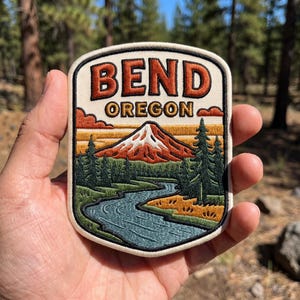 Bend Oregon Embroidered Patch – Mountain Adventure Outdoor Travel Souvenir for Jacket Backpack Hat