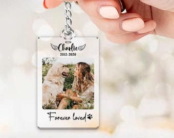 Custom Pet Memorial Keychain, Acrylic Keychain, Dog Photo, Personalized Dog Keychain, Custom Dog Portrait Keyring, Dog Dad Dog Mom Gifts