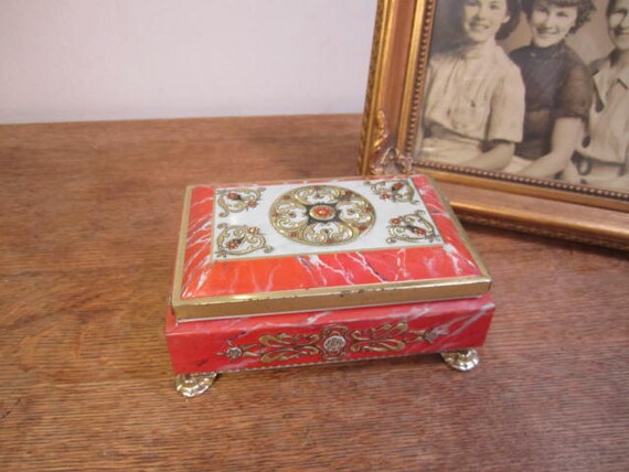Vintage Fricke And Nacke Footed Metal Tin Box Made In Western Etsy