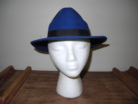 Awesome Electric Blue 100% Wool Fedora. Ladies Fe