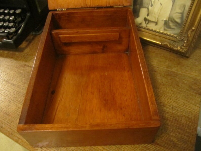 Antique Lap Desk Writing Vintage Tabletop Sloping Pencil Holder Envelope Slot And Paper Storage