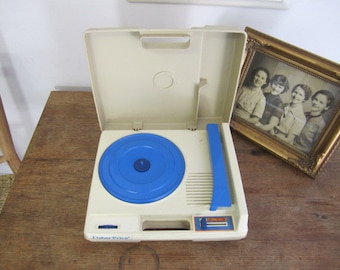Fisher Price Turntable FP825. Vintage Fisher Price Record Player. Blue Accents Fisher Price