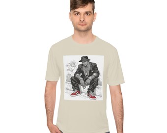 Hip Hop Streetwear Sketch Tee | Rapper Sitting Illustration T-Shirt