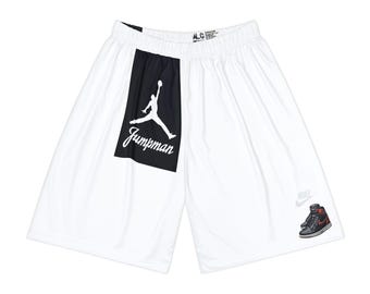 Retro Jordans Black and red  Sneaker Patch Mens Sports Shorts  Athletic Mesh Basketball Shorts