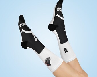 Retro Jordan black and red Mini Sneaker Patch Cushioned Crew Socks Athletic Shoe Graphic