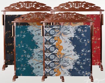 Vintage Indonesische Batik Stoff - Traditionelles Muster-Textildekor