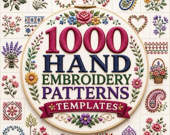 1000+ Handstickmuster Bundle Anfänger Stickanleitung EBook PDF Stickvorlage Blumen Tier Stickmuster DIY Umarmung