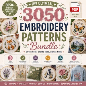 3050 Embroidery Patterns Bundle PDF | Hand Embroidery Pattern Collection  Floral & Decorative Embroidery Designs | Instant Digital Download