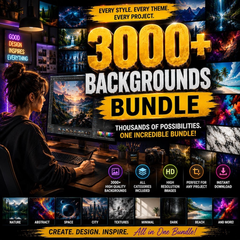 3000 Backgrounds Bundle HD Digital Background Images Pack Nature ...
