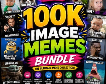 Pack de 100 000 images de mèmes viraux, images drôles pour les réseaux sociaux, pack de mèmes HD pour créateurs de contenu - Téléchargement instantané