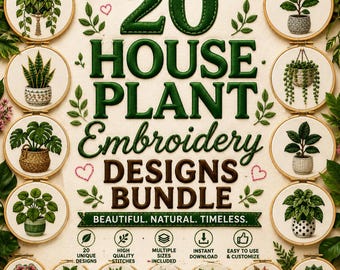 20 House Plant Embroidery Designs Bundle Amigurumi Plant Patterns Cute designs Plants Beginner Tutorial Instant premium designs