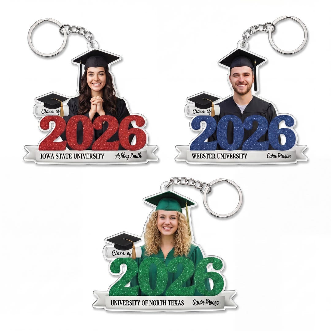 Custom Photo Graduation Keychain, Personalized Acrylic Keychain, Class ...