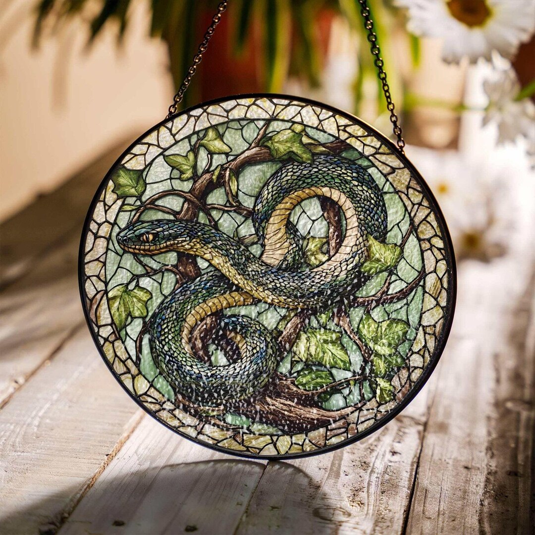 Snake Window Display Snake Stained Glass Suncatcher, Snake Window Hanging Decor, Unique Home ...