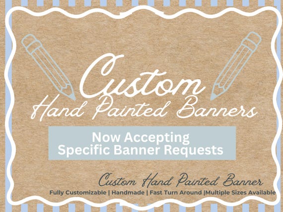 Custom Hand Painted Birthday Banner, Personalized Party Backdrop, Kraft Paper, Handmade