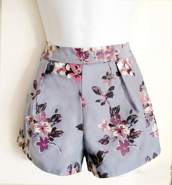 Items similar to Cute Grey Floral Blossom Print Cotton Mini Summer ...