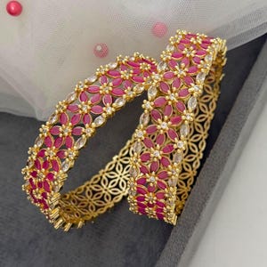 Indiskt guldpläterade amerikanska diamanter i rubinrosa armband, bröllopsgåva smycken 2.8, 2.10
