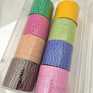 Indian Multi Color Bangle Box Set, Neon Gold Dot Metal Chooriya, Wedding Jewelry 2.10