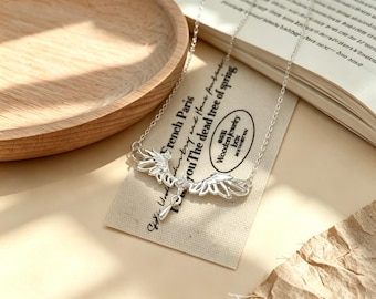 Sterlingzilveren engelenvleugelketting, hemelse minimalistische hanger, cadeau voor haar