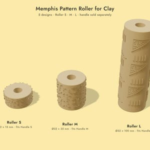Rolo texturizador para argila com padrão Memphis – Design Memphis dos anos 80, Terrazzo – Rolo texturizador para cerâmica nos tamanhos P, M e G – Compatível com cabo Sture – Cabo vendido separadamente
