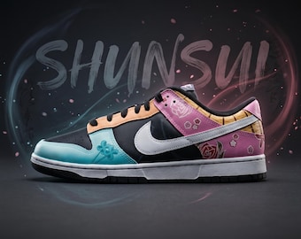 Zapatillas personalizadas de Bleach Shunsui Kyoraku / Zapatos Bleach pintados a mano / Nike Dunk personalizadas / Zapatos de anime para él / Regalo de anime para novio