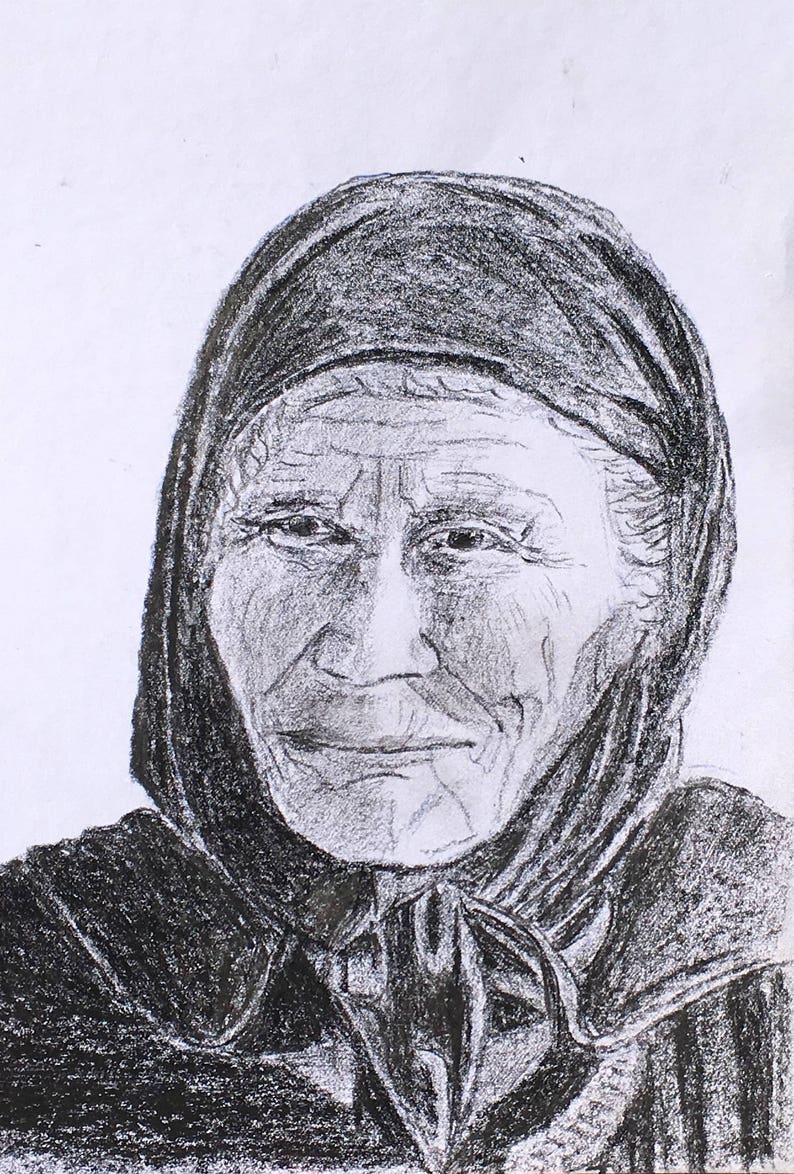 Pencil Drawing of a Greek Woman - Etsy