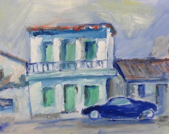 Oil painting of an Old House of Athens