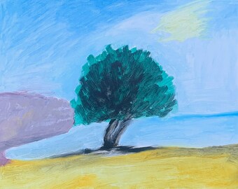 Oil painting of a Tree by the Sea