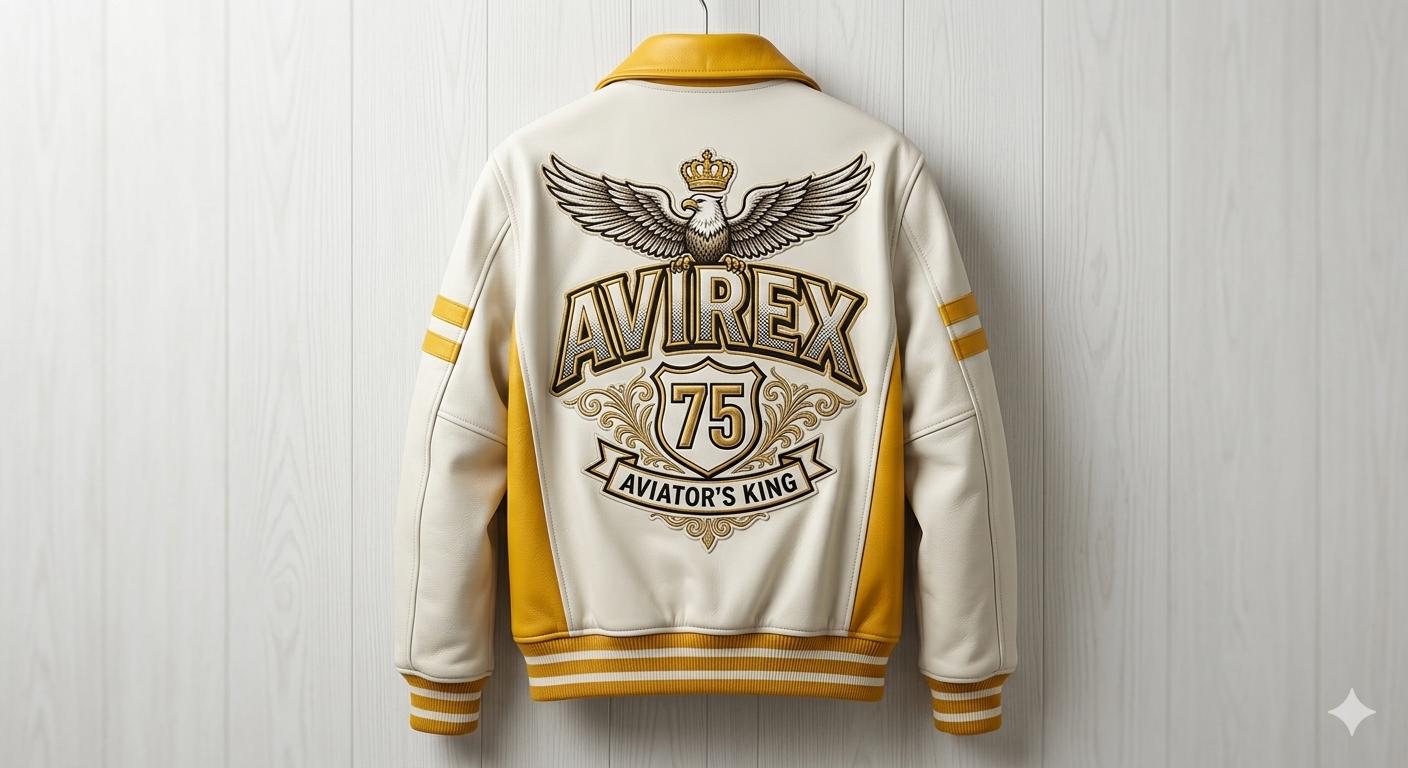 Leren Avirex-bomberjack in vintagestijl – echte koeienhuid pilotenmotorfietsstijl