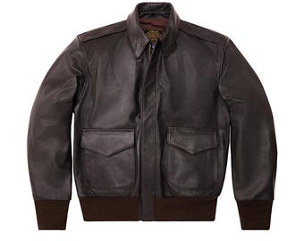 Men's Vintage A-2 Classic Flight Bomber Leather Jacket – Genuine