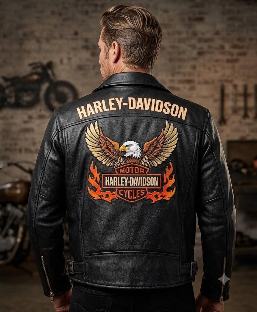 Harley Davidson Leather Flames Jacket - Etsy