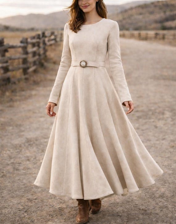 cream dress brown boots Princess Polly Women's Carlee Mock Neck Long Sleeve Rib Sweater Minidress - Natural main image 1
