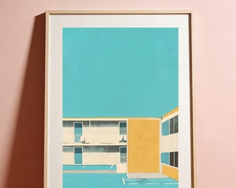 DAS MOTEL III - Mid-Century Modern Motel – Minimalist Retro Architecture Poster