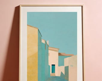 DAS DORF I - Minimalist Mediterranean Alley Poster – Mid-Century Riviera Architecture Print