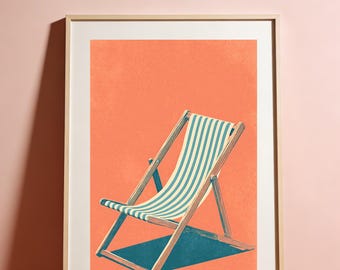 THE DECK CHAIR Poster – 60s Screenprint Beach Chair Art