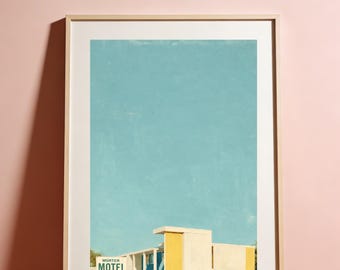 DAS MOTEL - Mid-Century Roadside Motel – Minimalist Retro Architecture Poster