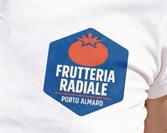 FRUTTERIA RADIALE – Mid Century Logo Shirt, 60s Modernist Typografie Tee, Italienisches Retro Design