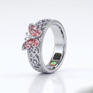 Oura Ring 5 Cover Moissanite Starry Night 2.5micron 9K Vermeil Smart Jewelry Jacket Butterfly Filigree Gold Protector Wrap