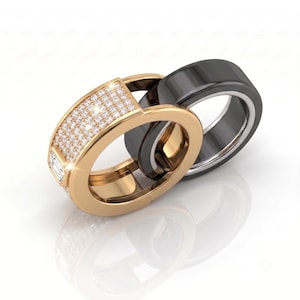 Anillo Oura 5 Cubierta Moissanite Noche Estrellada 9K Vermeil Pavé Protector Funda Funda Protectora Corte Esmeralda Joyería Fina