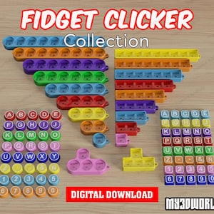 Fidget Clicker Collection (1 - 9 Letter Slot)- STL/3MF Files (Digital Download)