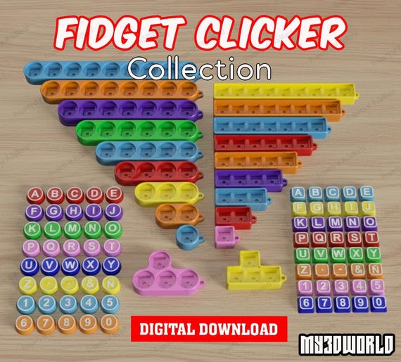 Fidget Clicker Collection (1 - 9 Letter Slot)- STL/3MF Files (Digital Download)