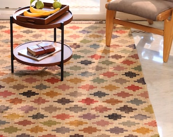Alfombra Kilim de yute y lana, Dhurrie india tejida a mano, alfombra tradicional de tamaño personalizado