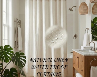 Organic Linen Shower Curtain, Dual Water Repellent, Eco-Friendly Bathroom Decor, No Liner Needed