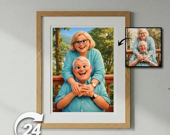 Portrait de style Pixar personnalisé à partir d'une photo, dessin animé d'animal de compagnie pour couple de famille, cadeau portrait numérique animé 3D personnalisé