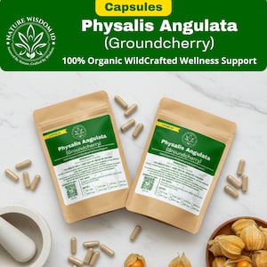 Capsule di estratto biologico di Physalis Angulata (ciliegia selvatica) / Integratore a base di erbe / Raccolto in natura, vegano e senza additivi